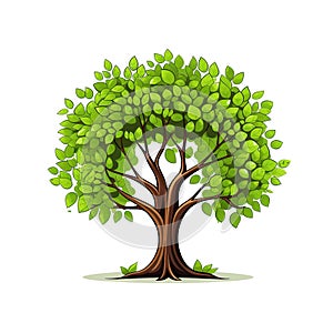 Illustration Tree on white background. Collection of design elements. Generative Ai