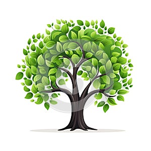 Illustration Tree on white background. Collection of design elements. Generative Ai
