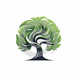 Illustration Tree on white background. Collection of design elements. Generative Ai