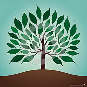 Illustration of trees whose leaves are symbols of positive messages and wishes for peace