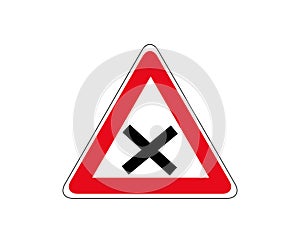 Illustration of triangle warning sign for intersection