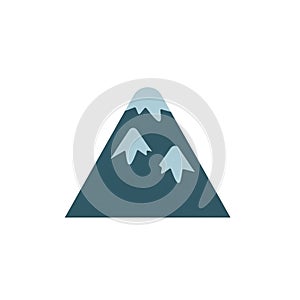 Illustration of a triangular mountain with three snow capped