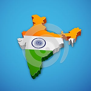 Tricolor Indian Flag map background for Republic and Independence Day of India