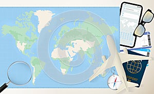 Illustration of a trip around the world. Layout of a journey in preparation