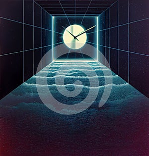 Illustration of the tunnel of time, futuristic vision, science and technology concept, generative AI