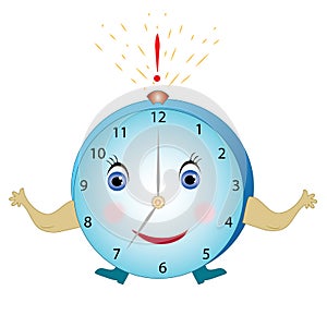 Illustration Turquoise symbolic numerical childrens alarm clock. photo