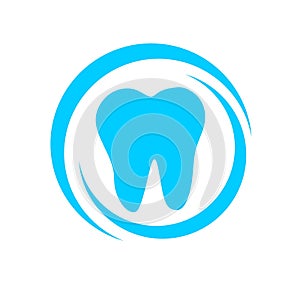 illustration of a turquoise tooth with semicircles around photo