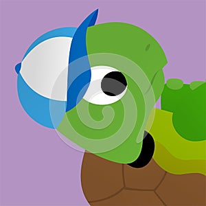 Illustration of Turtle Upside Down and Wearing a Blue Hat Cartoon, Cute Funny Character, Flat Design