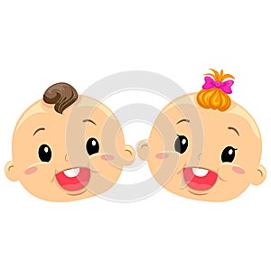 Illustration of Twin Baby Faces