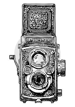 Illustration of twin-lens reflex camera