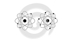 Illustration of two atomic structures with orbits and electrons