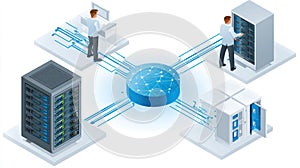Data Center Network Concept Servers, Engineers, and Connectivity