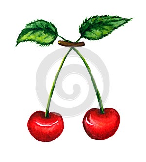 Illustration of two cherries