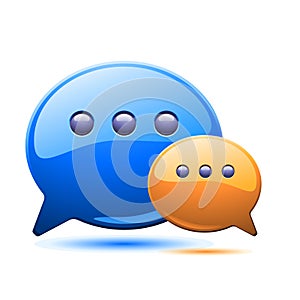 Illustration of two coloured communication bubles