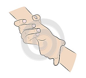 Illustration of two hands holding each other strongly