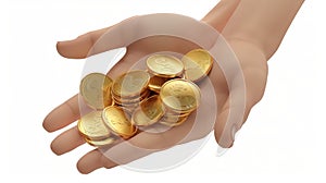 An illustration of two hands holding a pile of dollars. The concept of money is based on wealth, financial success, and