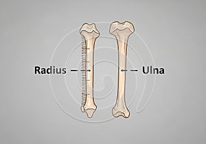 Illustration of two human forearm bones: