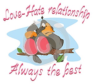 Illustration of a Two Love birds, an Adage. Postcard