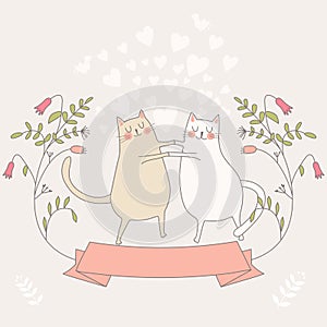 Illustration of two in love cats