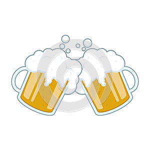 Illustration of two mugs of beer
