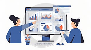Data Analysis Teamwork Business Analytics, Charts and Graphs