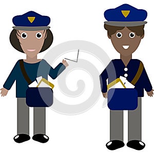 Illustration of two post office workers