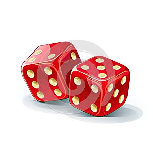 Illustration of two red dice 3D icon in white background