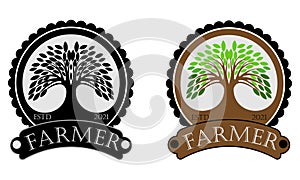 illustration of two trees in black and brown color icon logo
