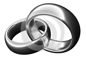 Illustration of two wedding silver rings isolated on transparent png background