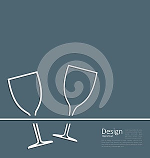 Illustration two wineglass wedding invitation card