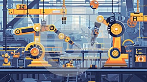 illustration of a ultra-modern factory that embodies the concept of Industry 4.0, showcasing the integration of advanced