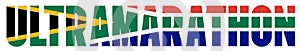 Illustration of Ultramarathon logo with south african flag overlaid on text