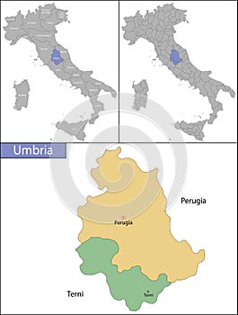 Illustration of Umbria is a region in central Italy