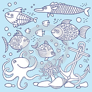 Illustration of underwater life.