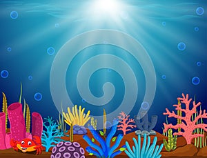 Underwater scene with tropical coral reef photo