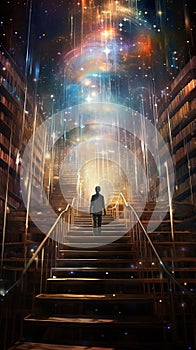 Illustration. Universal Library Akashic Chronicles, vertical background.