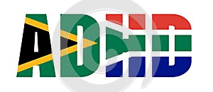 Illustration of Unofficial ADHD logo with South African flag overlaid on text