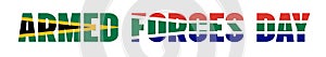 Illustration of Unofficial Armed Forces Day logo with South African flag overlaid on text