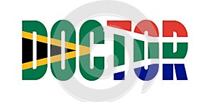 Illustration of Unofficial Doctor logo with South African flag overlaid on text
