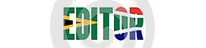 Illustration of Unofficial Editor logo with South African flag overlaid on text