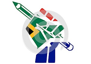 Illustration of Unofficial Education logo with South African flag overlaid