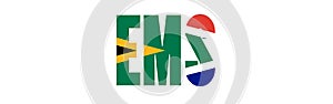 Illustration of Unofficial EMS logo with South African flag overlaid on text