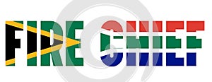 Illustration of Unofficial Fire Chief logo with South African flag overlaid