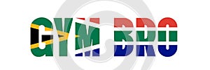 Illustration of Unofficial Gym Bro logo with South African flag overlaid