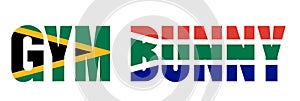 Illustration of Unofficial Gym Bunny logo with South African flag overlaid