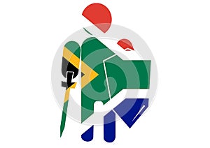 Illustration of Unofficial Medieval Knight logo with South African flag overlaid