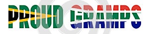 Illustration of Unofficial Proud Gramps logo with South African flag overlaid on text