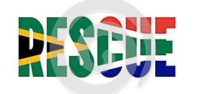 Illustration of Unofficial Rescue logo with South African flag overlaid on text