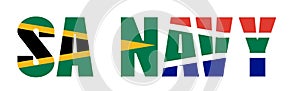 Illustration of Unofficial SA Navy logo with South African flag overlaid on text