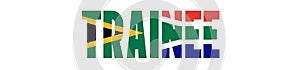 Illustration of Unofficial Trainee logo with South African flag overlaid on text